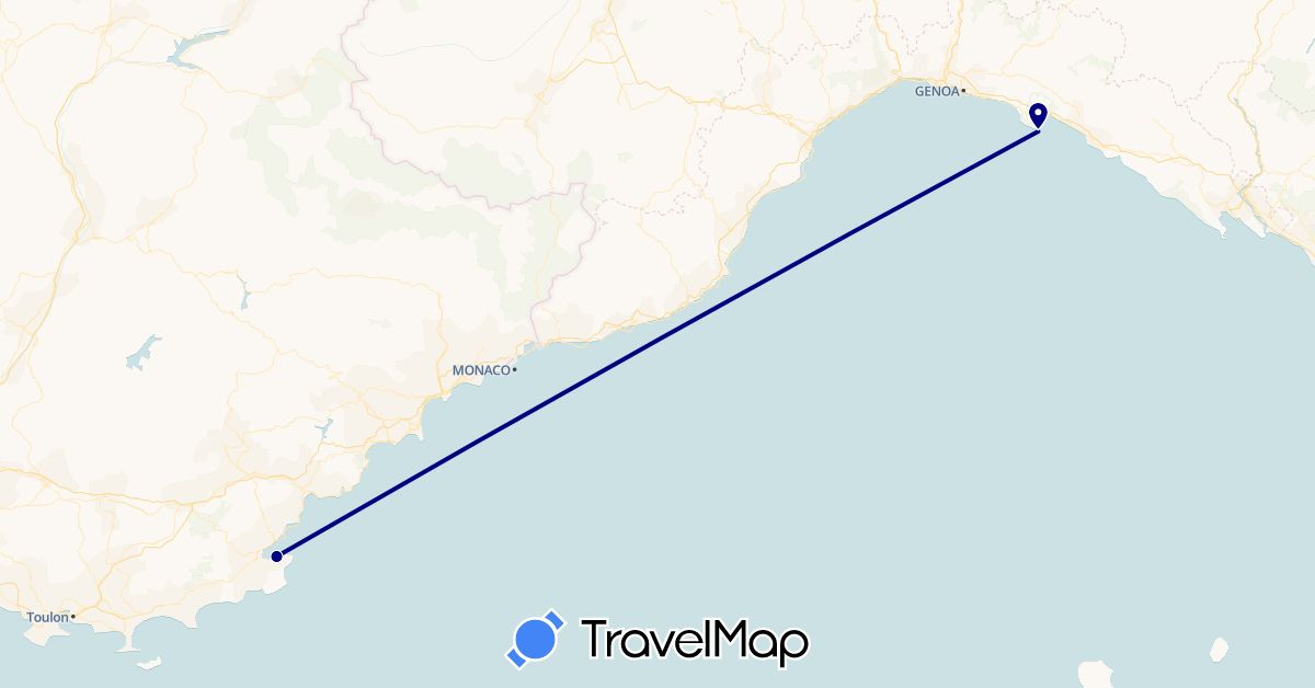 TravelMap itinerary: driving, plane in Italy, Portugal (Europe)